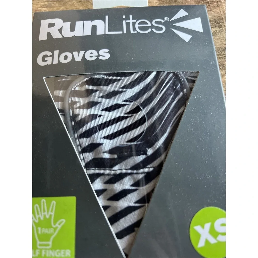 RunLites Zebra Print Fingerless Light Gloves Size XS With battery